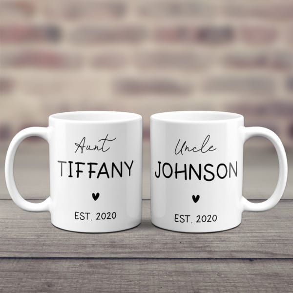 Details about   Personalized Aunt And Uncle Mug Set Aunt Uncle Est Gift Custom Aunt Gift Mug