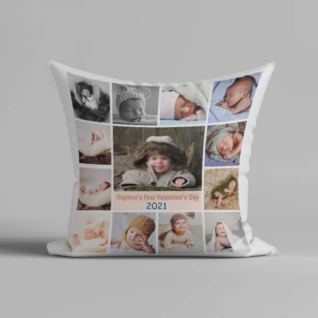 Baby’s First Valentines Photo Pillow