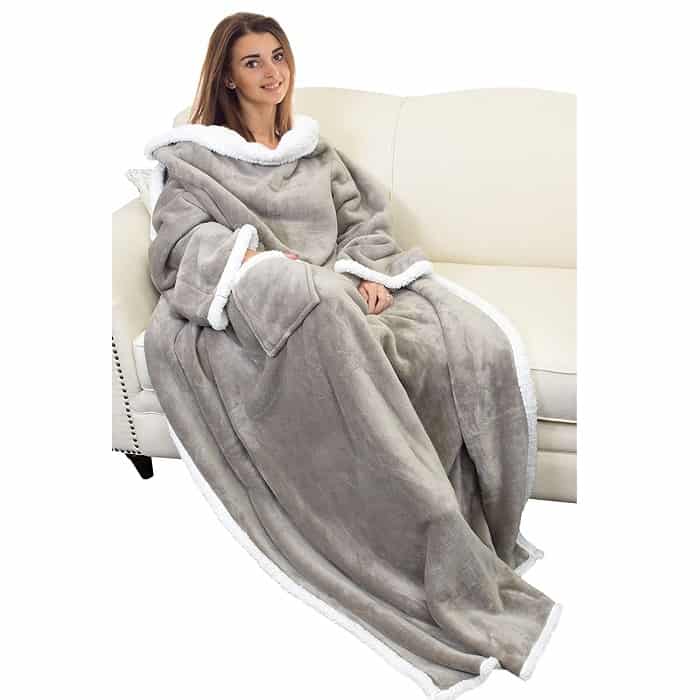 Sherpa Wearable Blanket with Sleeves Arms - gifts for elderly woman