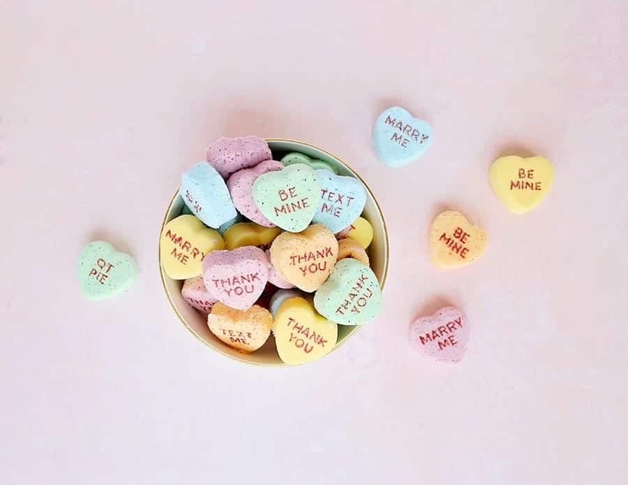 Conversation Heart Valentine’s Day Bath Bombs