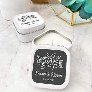Floral Candle Tins As Cheap Wedding Party Gift for Guests
