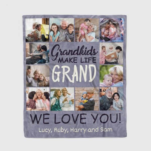 Grandkids Make Life Grand Blanket - gift ideas for old ladies