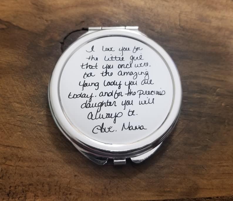 daughter Valentine gift: Handwritten Compact Mirror