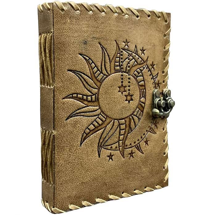 Leather Art Sun & Moon Emboss Travel Journal - gift ideas for men who travel