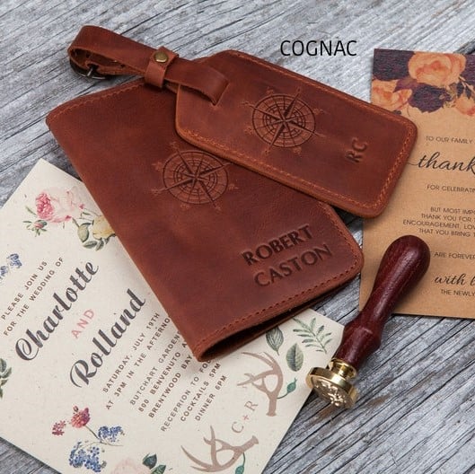 Leather Passport Cover and Luggage Tag - best gifts for someone who travels a lot