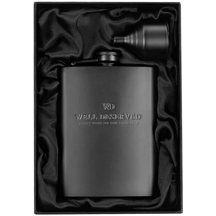Matte Black Flask Gift Set - gifts for 60th birthday man