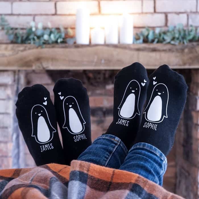 Personalized Penguin Couple Socks

