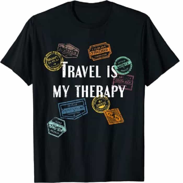 Travel is My Therapy T-Shirt - best gifts for male travelers