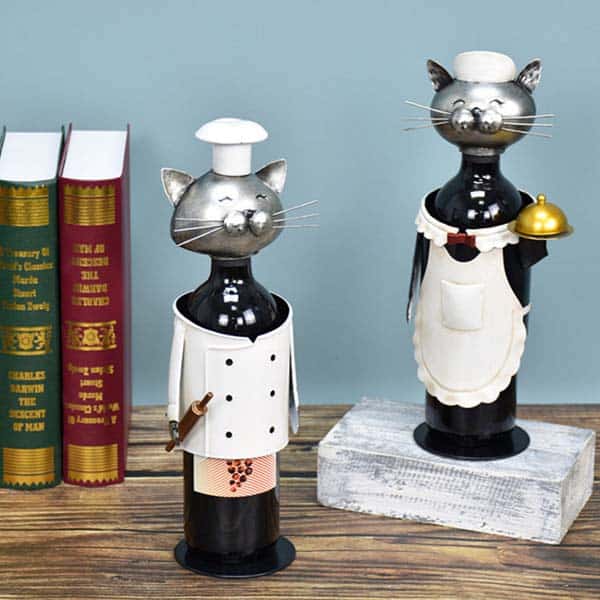 cat themed gifts: Chef Cat Wine Bottle Holder