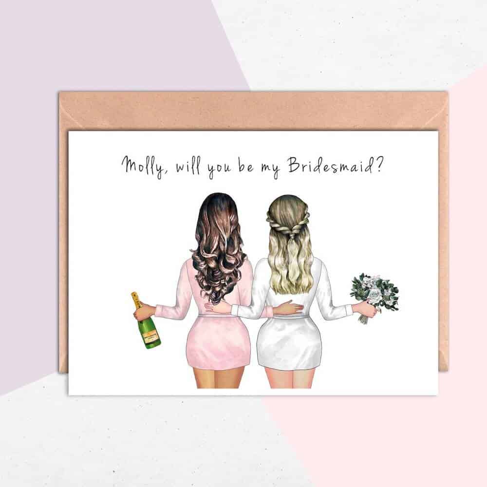 custom illustration bridesmaid invitation card