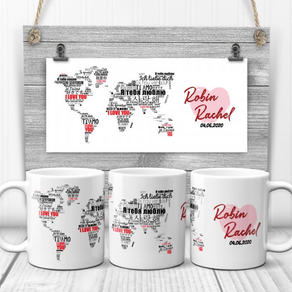 I Love You in Different Languages World map Coffee Mug