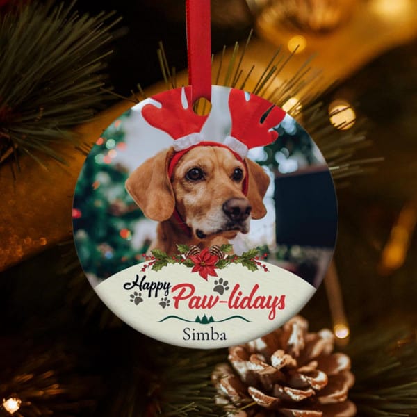 Happy Pawlidays Ornament - gifts you can make for a dad and his dog for christmas