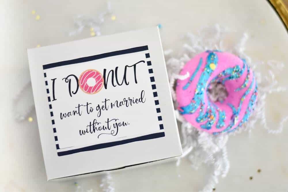 bridesmaid proposal donut shaped bath bomb gift