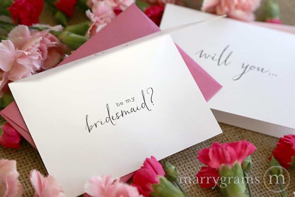 simple and elegant bridesmaid asking card