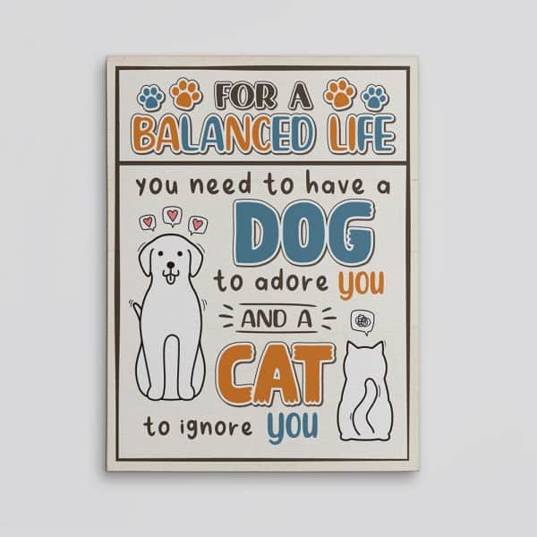 gifts for pet lover: Dog And Cat Funny Canvas Print