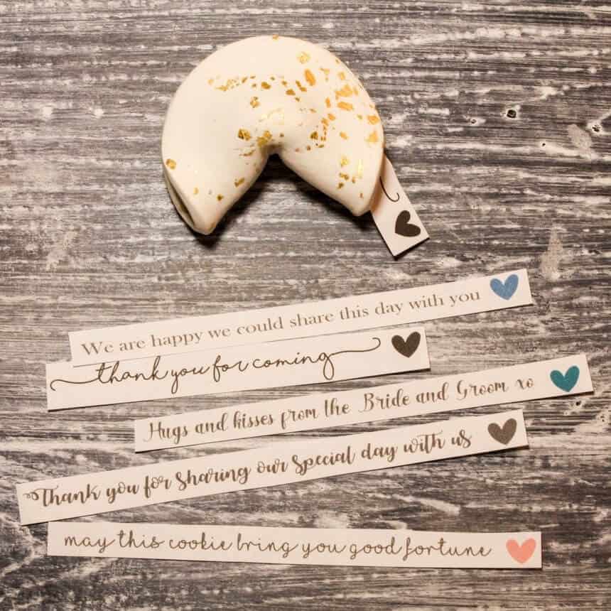 fortune cookie favor for wedding party guests