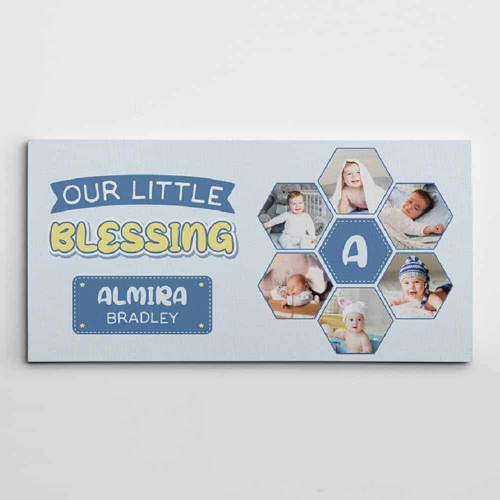 Our Little Blessing Custom Baby Photo Canvas Print