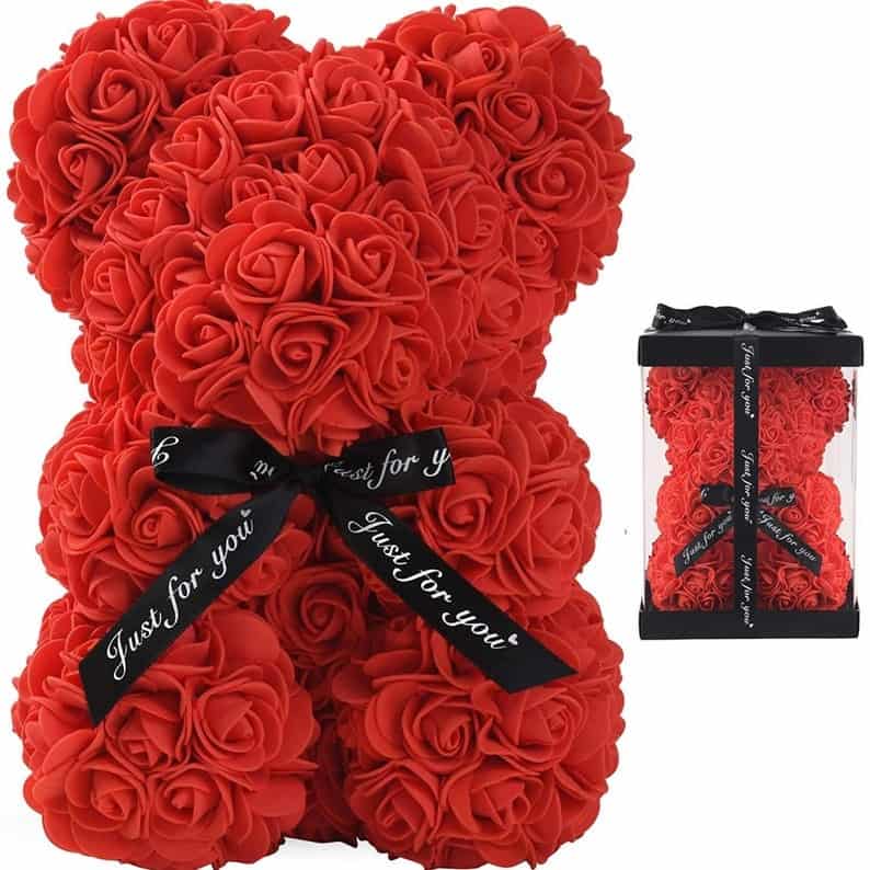 Red Rose Bear With Gift Box - good gifts for valentines day