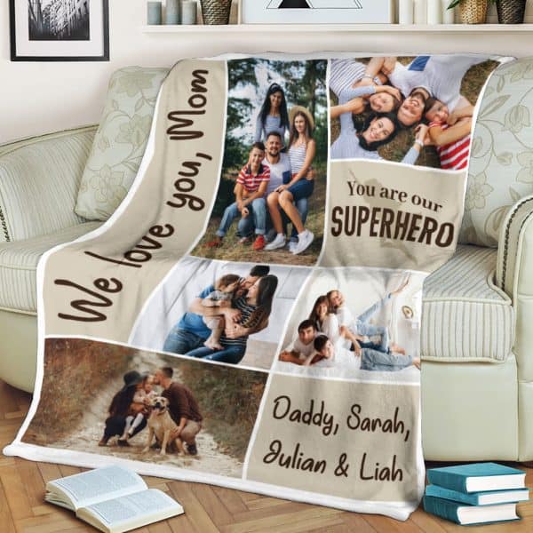 50th birthday gift ideas for mom: Custom Photo Collage Blanket