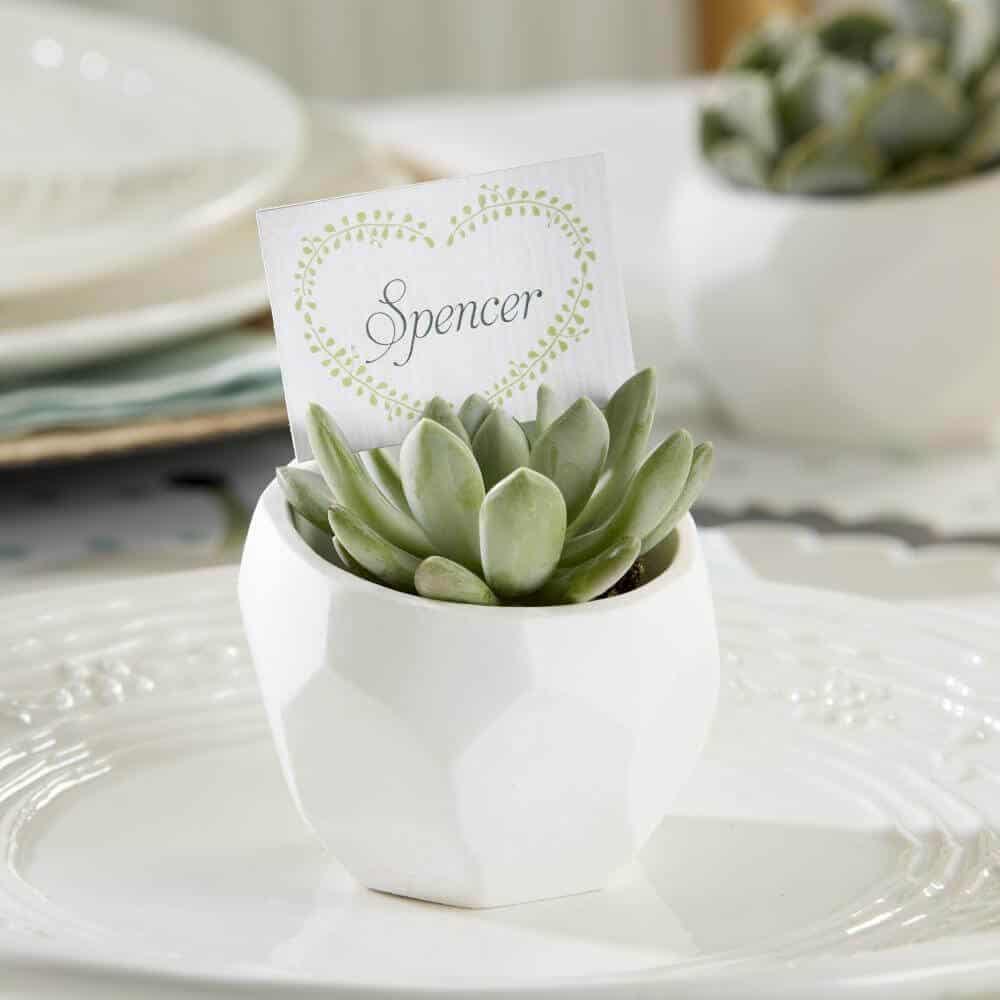 white planter - inexpensive wedding favors ideas