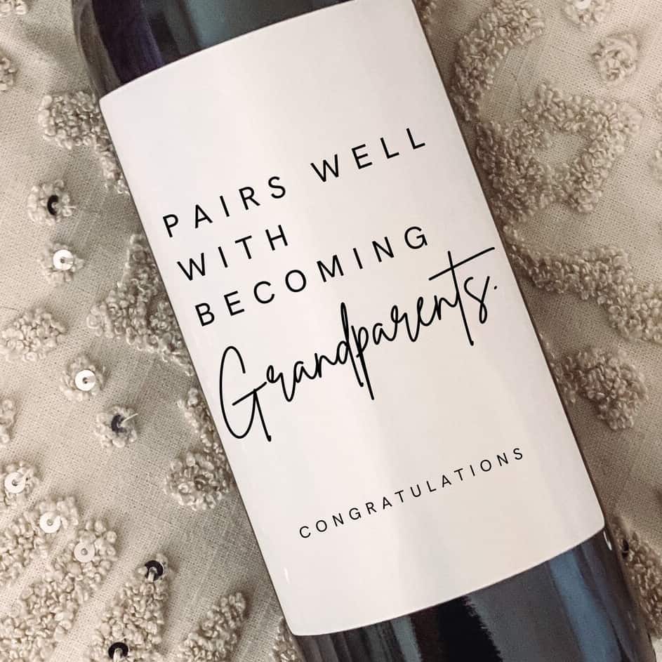 Pairs Well With Becoming Grandparents Wine Label