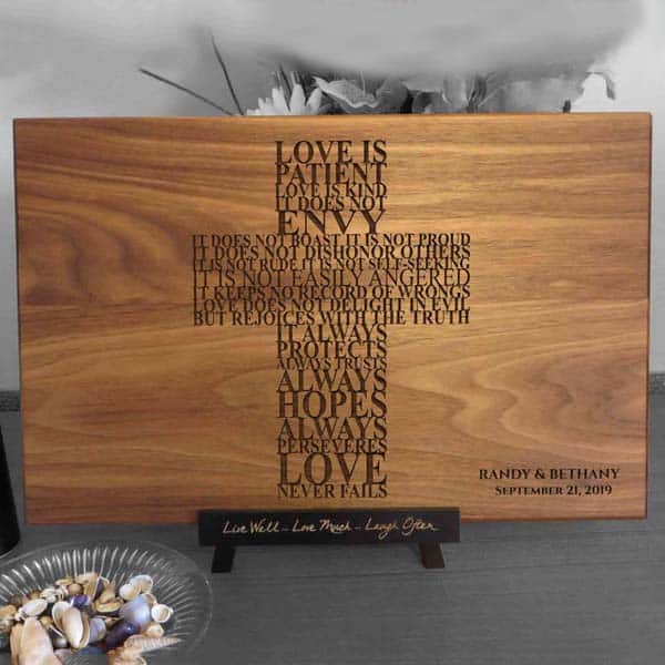 bible wedding gift: Corinthians 13 Cross Cutting Board