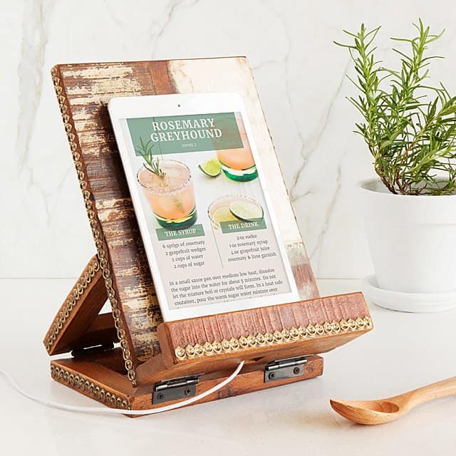 Salvaged Wood Cookbook & Tablet Stand - gifts for son's fiance
