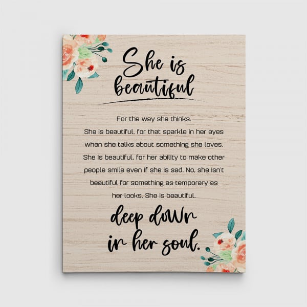 She Is Beautiful Deep Down To Her Soul Canvas Print - gift for sons girlfriend