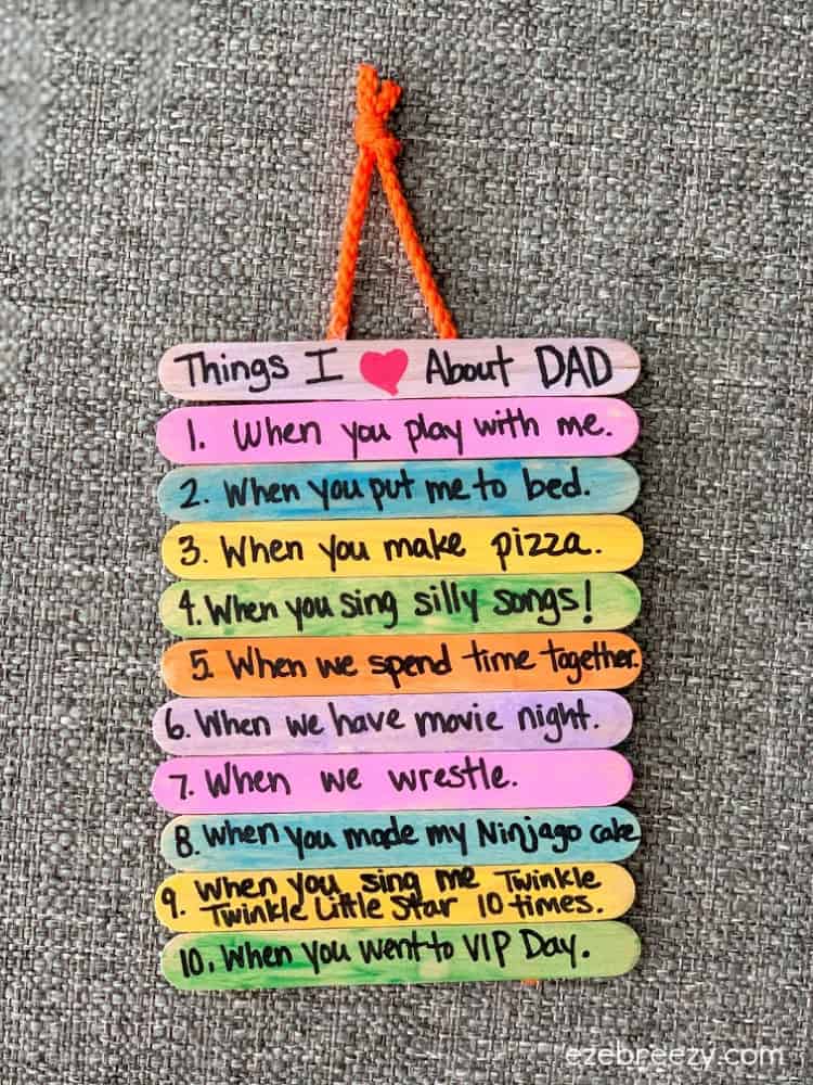 DIY craft: Thing I Love about Dad
