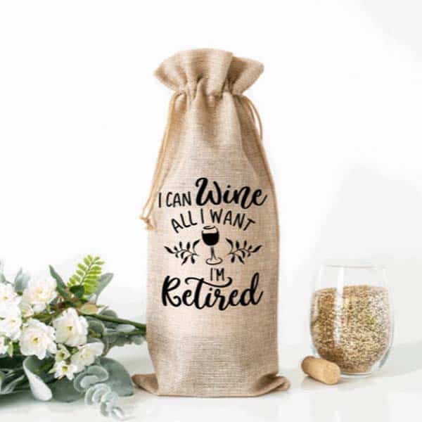 retirement gag gift ideas: Wine All You Want Wine Bag