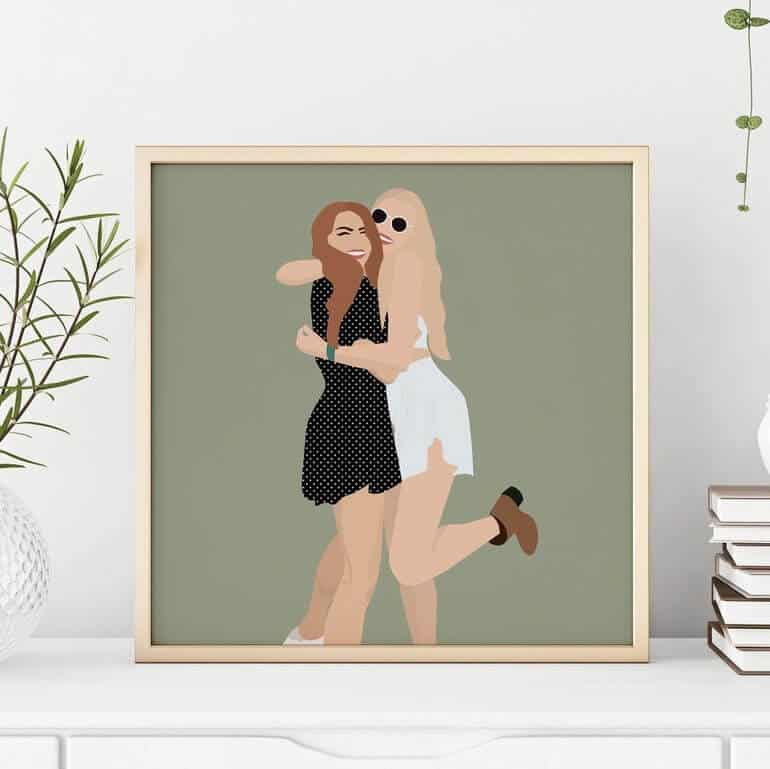 best friend portrait as a galentines day gift