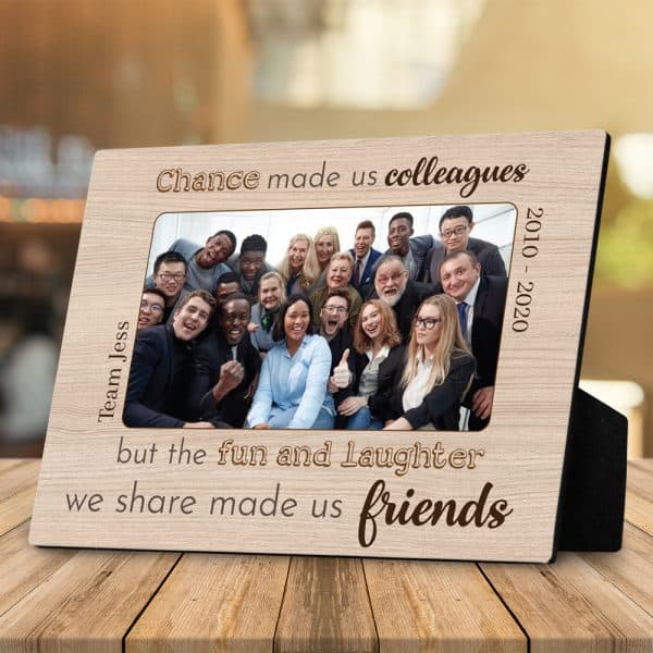 unique valentines day gifts for coworkers - Chance Made Us Colleagues Desktop Photo Plaque