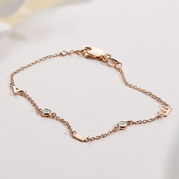 Initial Diamond Stone Bracelet - gift ideas for teenage son's girlfriend