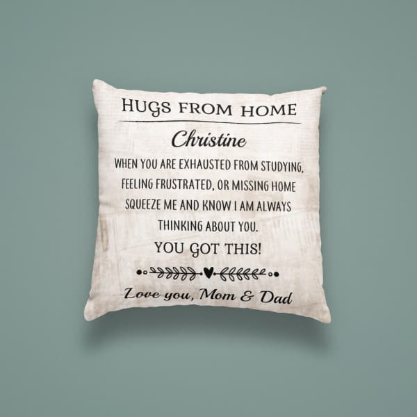 Hugs From Home Custom Pillow