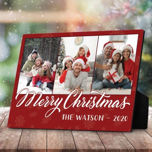 Merry Christmas Family Photo Desktop Plaque - christmas gifts long distance family