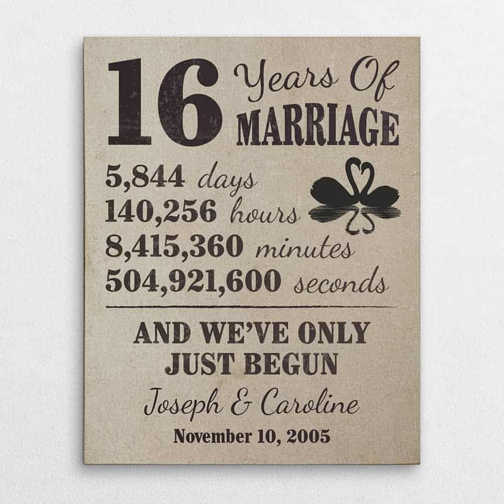 We’ve Only Just Begun Custom Canvas Print sixteen years gifts for him