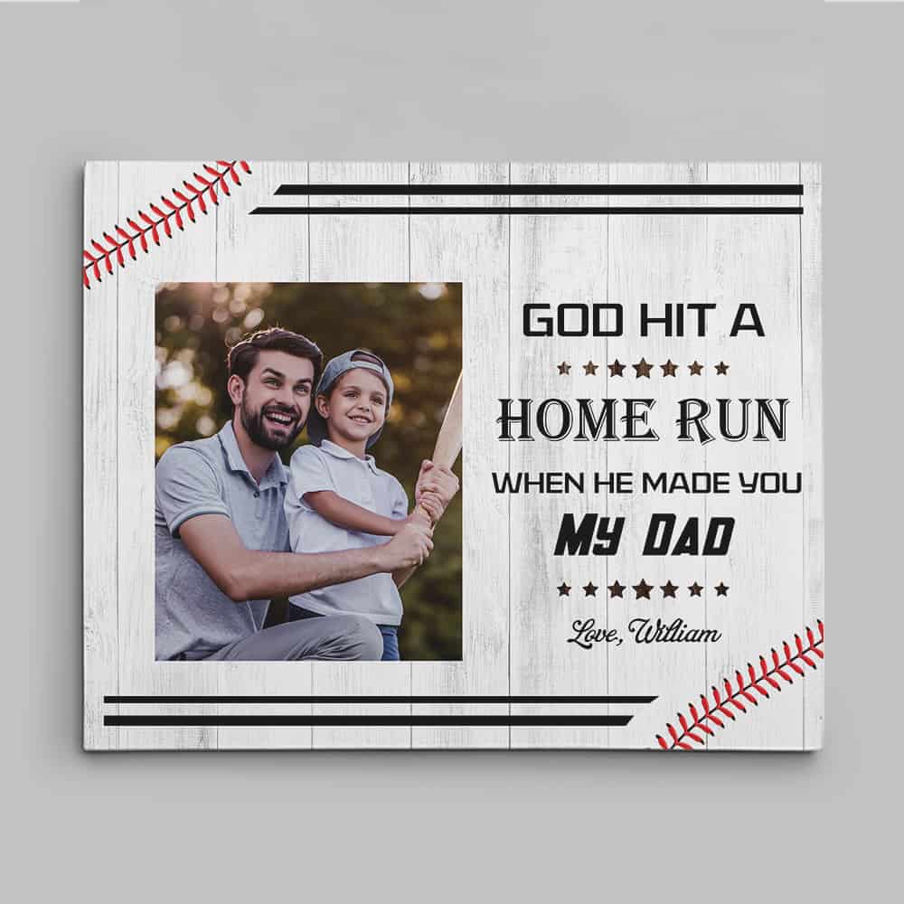 baseball gifts for dad on father's day: god hit a home run canvas