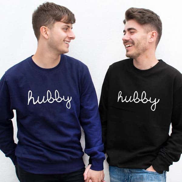 wedding gifts for gay couples: Hubby & Hubby Sweatshirts