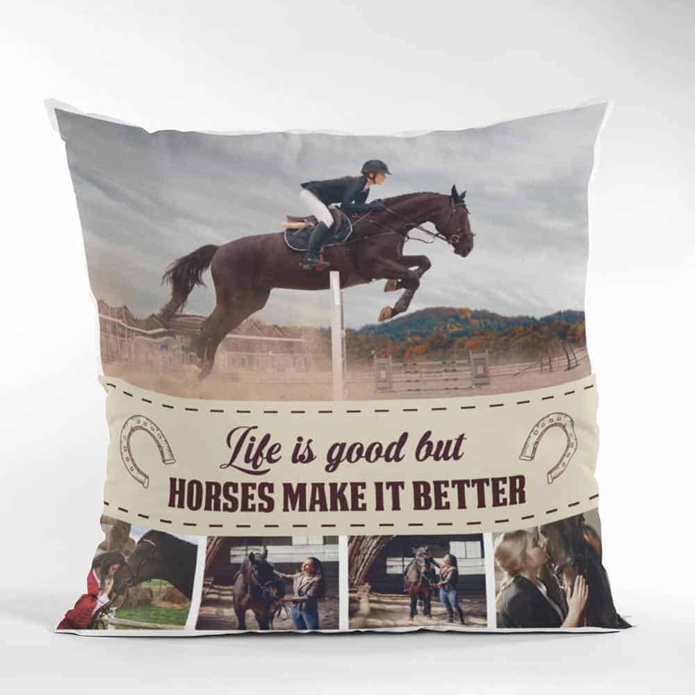 Happiness is 16 Hands Between My Legs Horse Lovers Pillow Horse Gifts Gift  for Horse Lover Horse Christmas Gift Funny Throw Pillow 