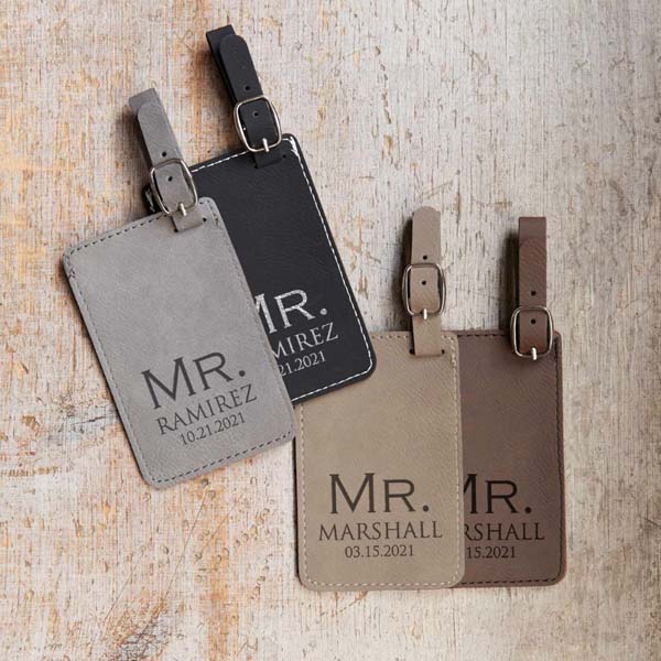 mr and mr wedding gifts: luggage tags