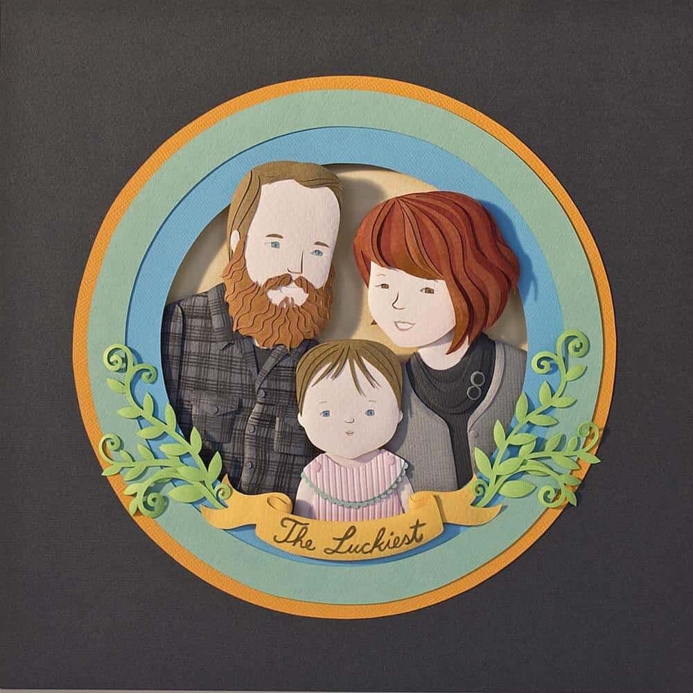 Paper cut family portrait - Mother's Day gift for her