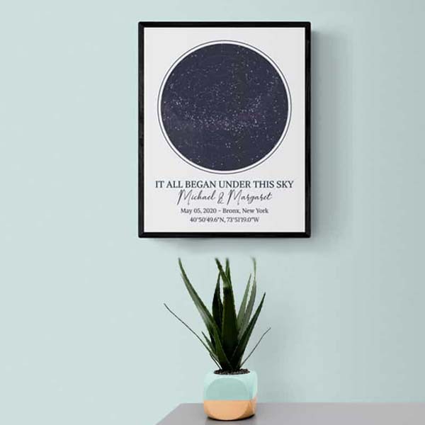 anniversary gifts for aunt and uncle: Star Map Framed Print