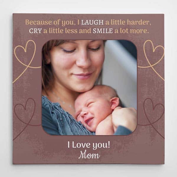 first mothers day gift ideas: because of you photo canvas