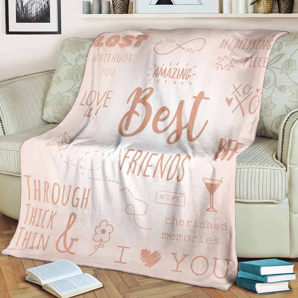 a blanket with words of love for best friend