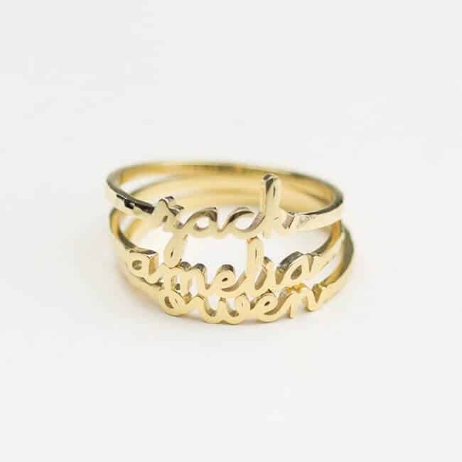 stacking name ring - a mother's day gift for wife
