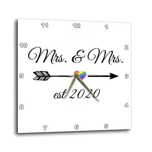 wedding present for LGBT couple: rainbow heart clock