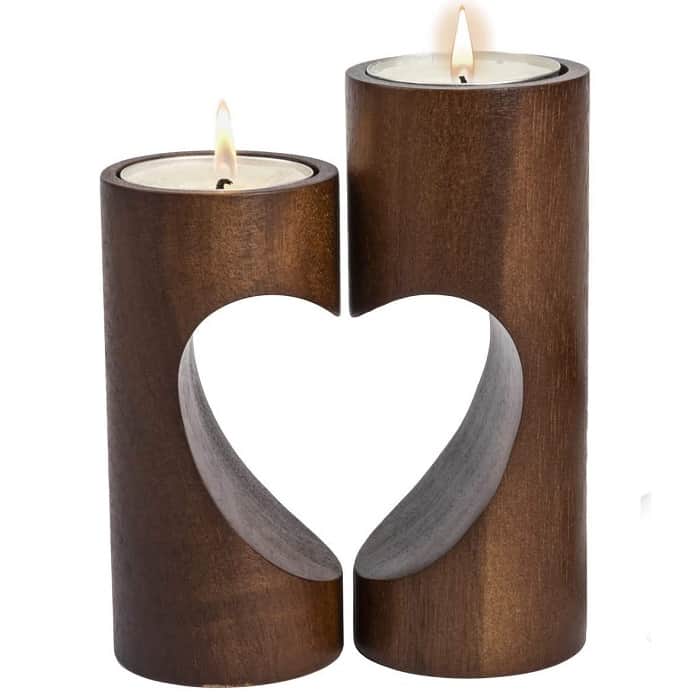 Decorative Wood Tealight Candle Holder Set best housewarming gifts for couples