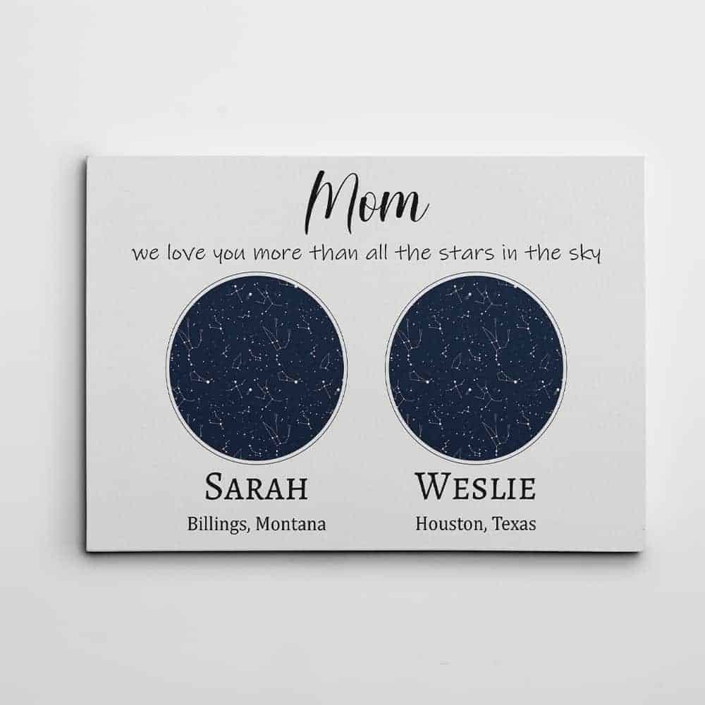 Custom Constellation Maps Canvas Print long distance gifts for mom