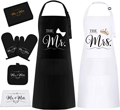 Mr & Mrs Aprons Gift Set housewarming gifts for couples who have everything