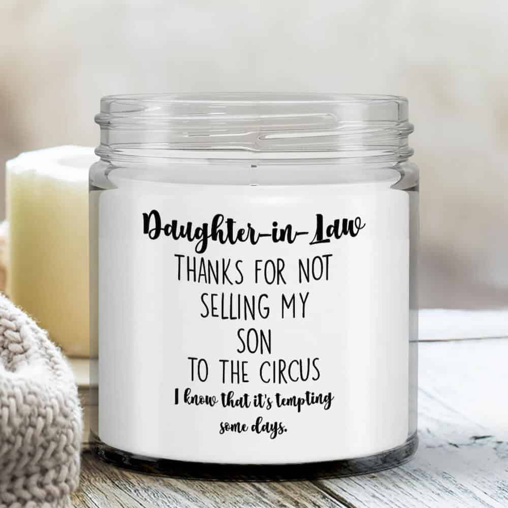 funny daughter in law scented candle